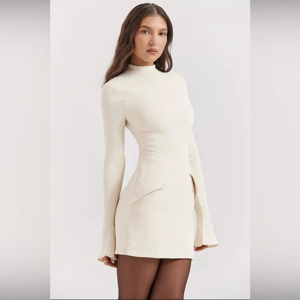 HOUSE OF CB 'Mahalia' Vintage Cream Mini Dress Tall NWOT